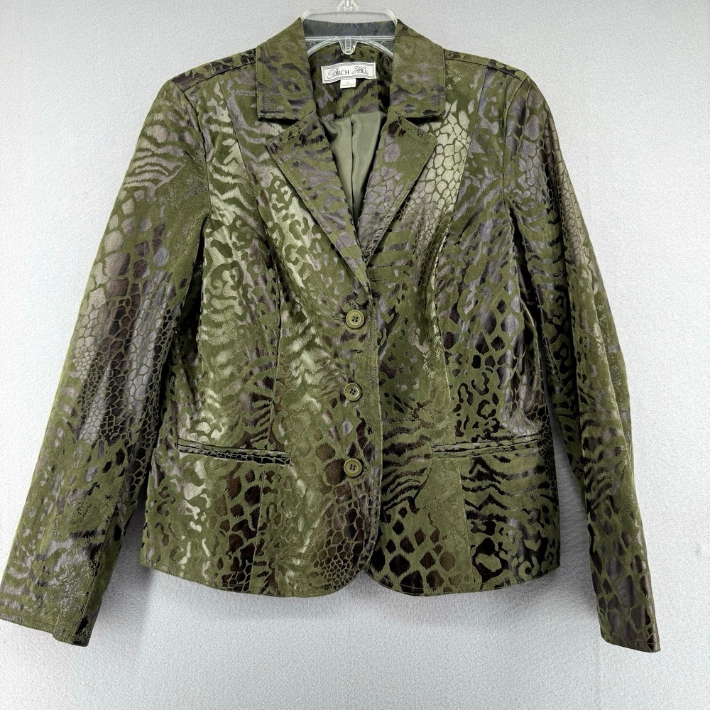 Birch Hill Jacket Womens S Shimmery Animal Print Zip Front Statement Coat Vtg
